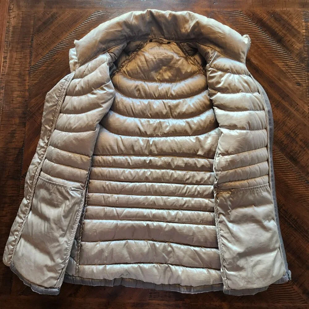 Bernardo Goose Down Metallic Gray Quilted Puffer Vest | Large